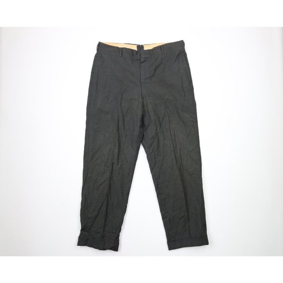 Vintage 40s 50s Streetwear 36x30 Wool Cuffed Wide Leg Pants Trousers Plaid USA